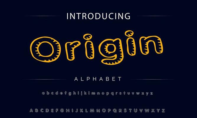 Colorful stylized font and alphabet