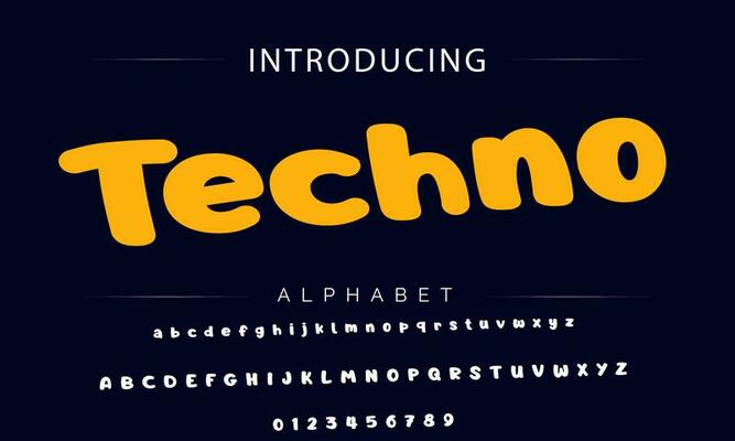 Vector of modern comical font and alphabet