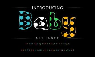 Funky colorful cartoon font type. Vector alphabet