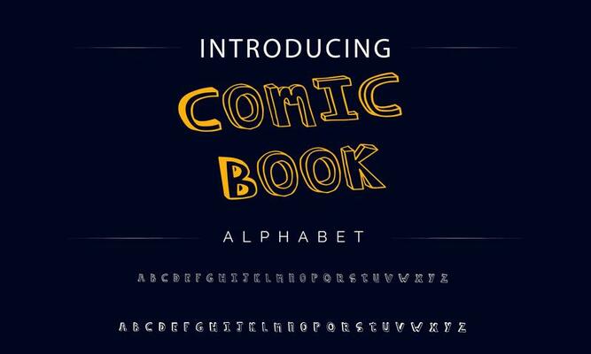 Colorful stylized font and alphabet