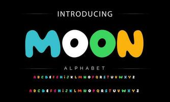 Funky colorful cartoon font type. Vector alphabet