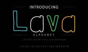 Funky colorful cartoon font type. Vector alphabet