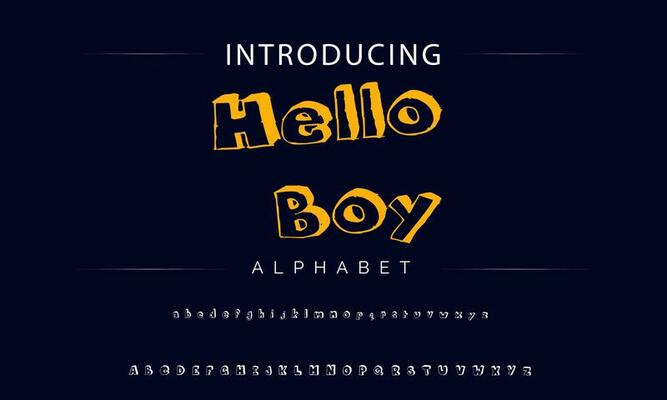 Colorful stylized font and alphabet