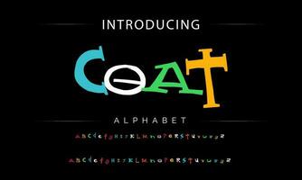 Funky colorful cartoon font type. Vector alphabet