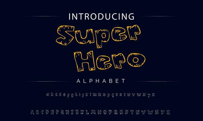 Colorful stylized font and alphabet