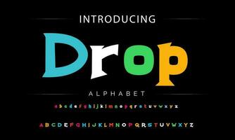 Funky colorful cartoon font type. Vector alphabet