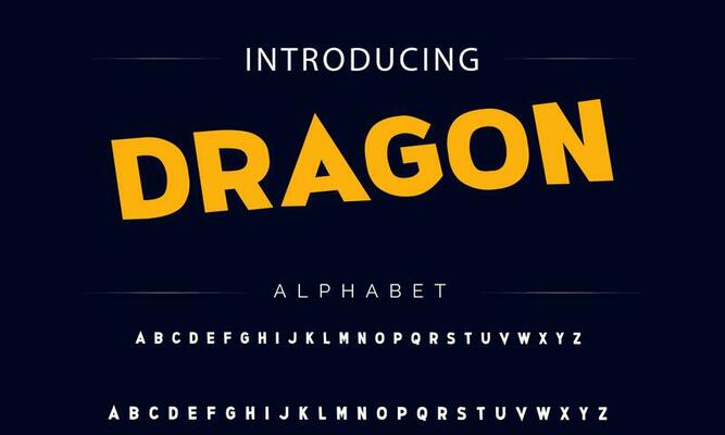 Colorful stylized font and alphabet
