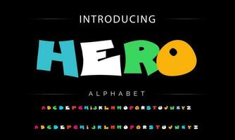 Funky colorful cartoon font type. Vector alphabet