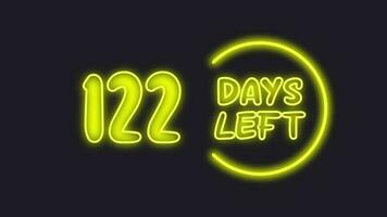 122 day left neon light animated video