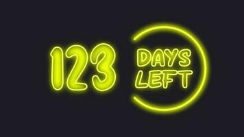 123 day left neon light animated video