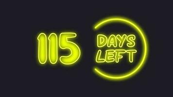 115 day left neon light animated video
