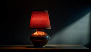 Shiny glass lamp illuminates modern bedroom decor elegantly generated by AI photo