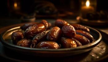 orgánico bayas, seco frutas, y nueces cuenco generado por ai foto