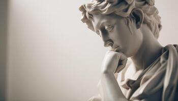 Solemn sculpture depicts grief, spirituality, and sadness generated by AI photo