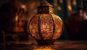 An antique lantern, illuminated a Turkish souvenir generated by AI photo