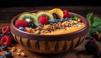 Fresco baya yogur cuenco un sano bocadillo generado por ai foto