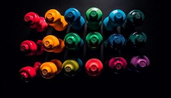 Abstract medicine bottle collection in vibrant colors generated by AI photo