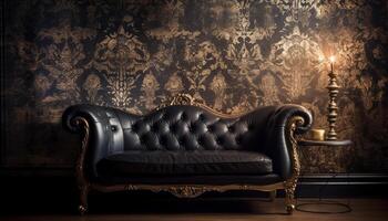 Luxury antique sofa and armchair, modern comfort generated by AI photo