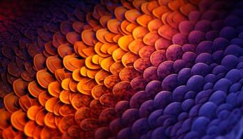 Glowing vibrant colors illuminate abstract textured shapes generated by AI photo