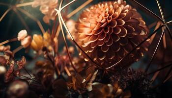 Fractal pattern on pink flower petal beauty generated by AI photo