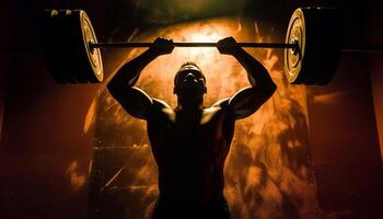 One man success in weightlifting at gym generated by AI photo