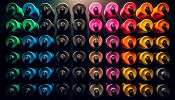 A collection of shiny wine bottles in a row generated by AI photo