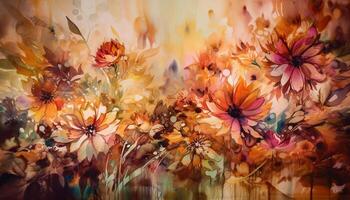 Vibrant meadow bouquet paints nature autumn beauty generated by AI photo