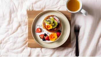 sano desayuno con yogur, Granola, y bayas generado por ai foto