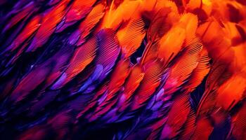 Vibrant macaw feathers create abstract beauty in nature generated by AI photo