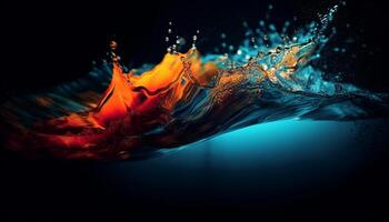 Glowing underwater wave patterns reflecting sea life generated by AI photo