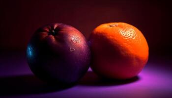 Juicy citrus slice reflects summer vibrant colors generated by AI photo