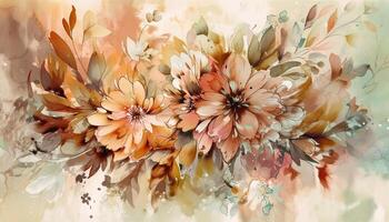 Vibrant floral bouquet, painted with watercolors generated by AI photo