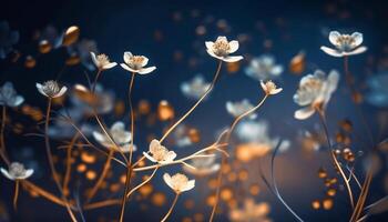 Yellow wildflower in meadow, peaceful autumn scene generated by AI photo