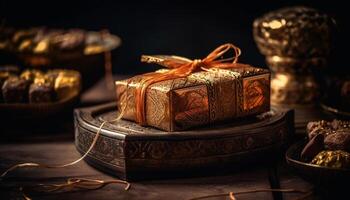 rústico chocolate regalo caja agrega hecho en casa dulzura generado por ai foto