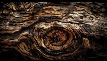 Antique hardwood table made from tree trunk generated by AI photo