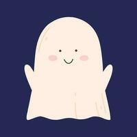 Cute Halloween ghost. Vector illustration. Baby ghost in flat style. Happy Halloween.