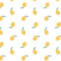 Childish seamless pattern with cute lemons. Retro pattern with lemons. Vector illustration. Groovy kids print with lemon