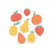 infantil impresión con retro frutas vector ilustración. maravilloso Fruta impresión.