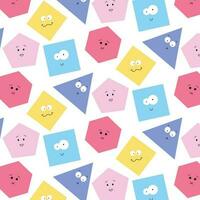 Childish seamless pattern with geometry. Vector illustration. Pattern with characters from simple shapes. Flat style.