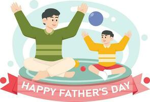 A Child and Father Playing Ball on Fathers Day Illustration vector