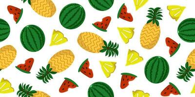 vector sin costura imagen de tropical frutas ilustración de piñas y sandías