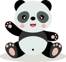 linda panda ondulación mano sentado vector