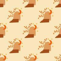 Abstract seamless pattern arch and plant vector