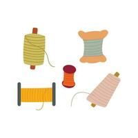 Set of spools of thread for sewing. Colorful vector