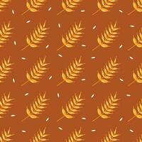 Seamless pattern sprig of wheat. Vector hand drawn