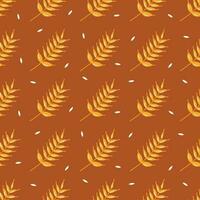 Seamless pattern sprig of wheat. Vector hand drawn