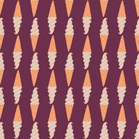 Seamless pattern with ice cream in waffle cup. Vector