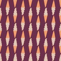 Seamless pattern with ice cream in waffle cup. Vector