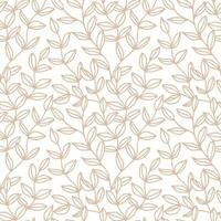 Doodle leaves nude pastel seamless pattern with cute outline leaves. Vector background