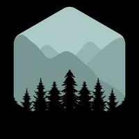 natural landscape illustration design template, with trees and mountains design vector